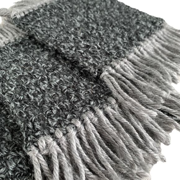 Mug Rugs Coasters Handmade Crochet Gray Variegated Fringe Set of 4 - Picture 4 of 10